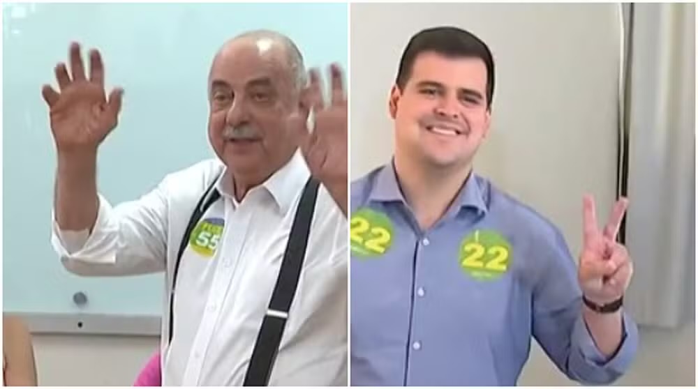 Fuad e Bruno Engler já votaram em BH — Foto: Reprodução/GloboNews