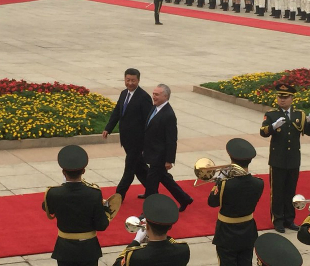 Presidente Xi Jinping recebe presidente Michel Temer para encontro e assinatura de atos (Deco Bancillon/PR)