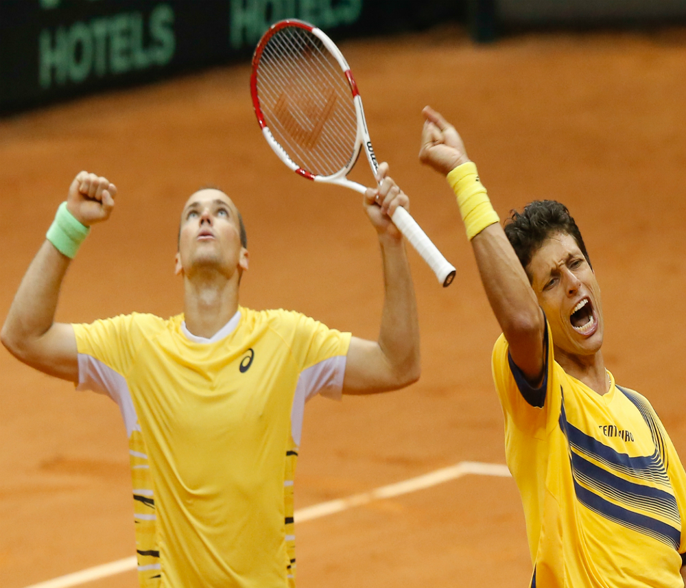 Bruno Soares e Marcelo Melo em ação. (Foto: Marcello Zambrana/CBT)