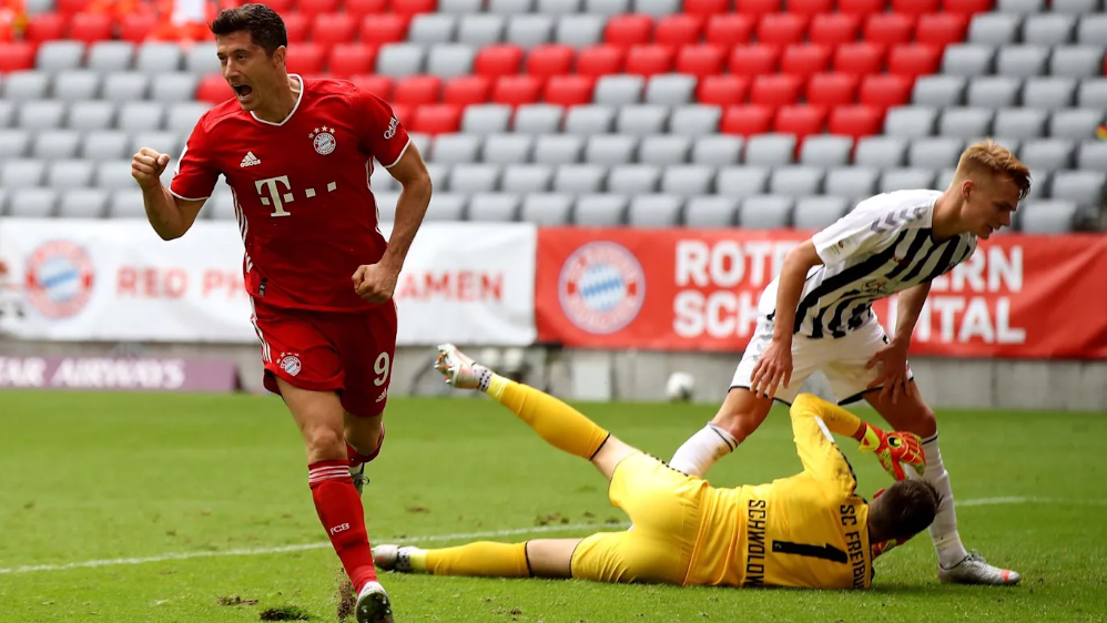 O Bayern, do artilheiro Lewandowski, entra em campo apenas para cumprir tabela. Foto: Reprodução/Bayern.