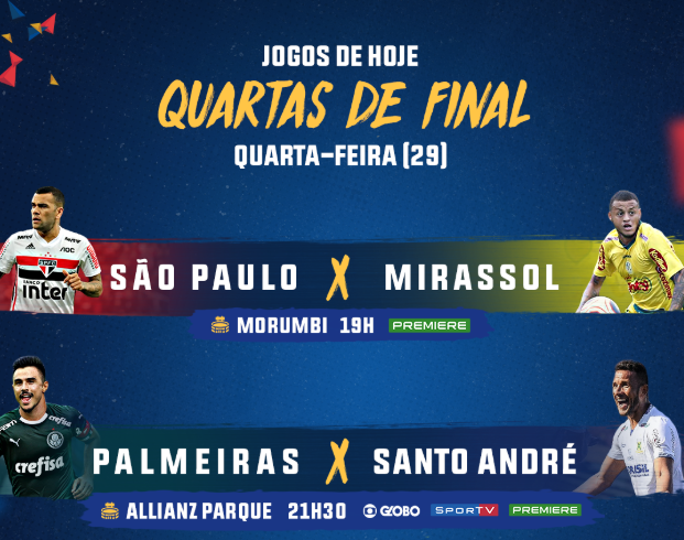 Jogos de hoje pelas quartas de final do Campeonato Paulista. Foto: Divulgação/Paulistão Sicredi 2020.